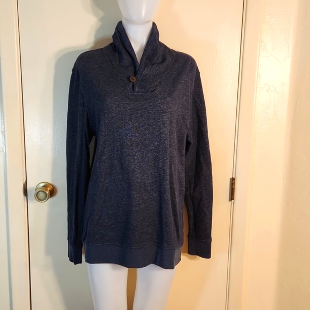 Banana Republic Men's Grey Mock Neck Single Button LS Pullover Size L Cotton